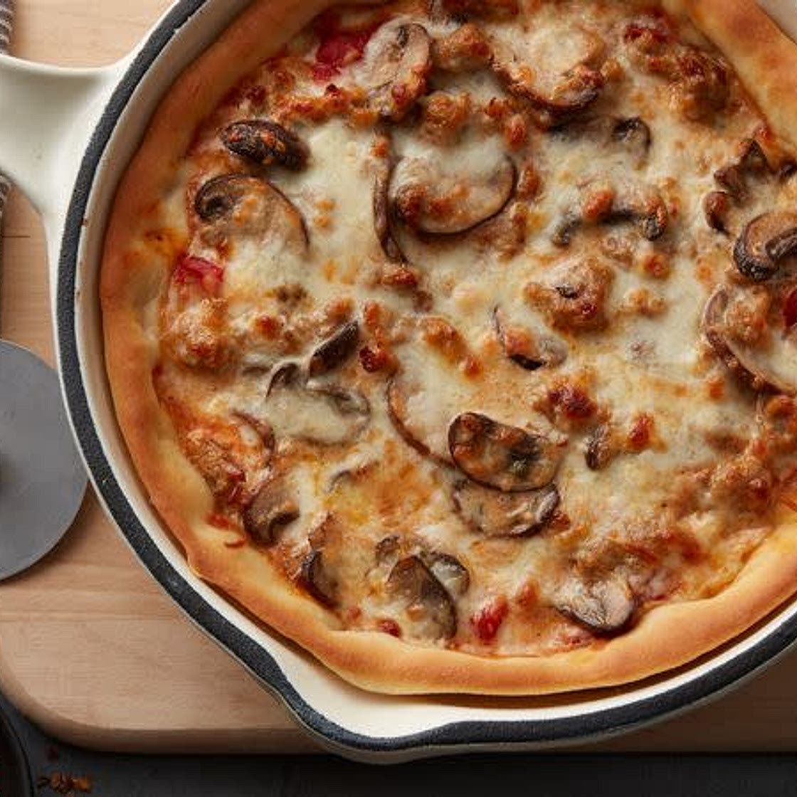 Sausage and Wild Mushroom Skillet Pizza