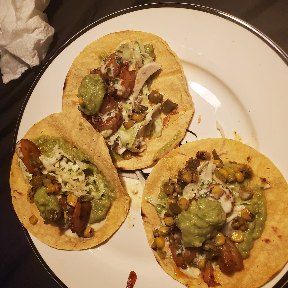 Spicy Shrimp Tacos with Garlic Cilantro Lime Slaw