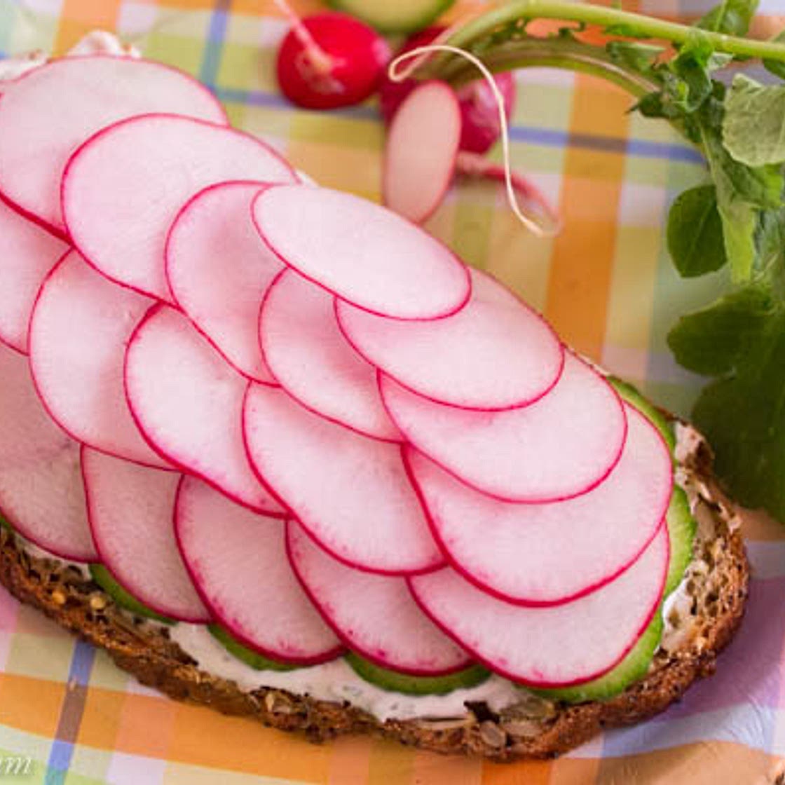 Radish and Cucumber Sandwiches with Miso Butter