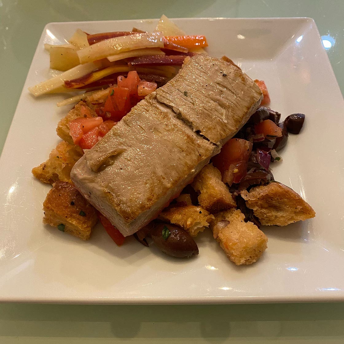 Seared Tuna with Tomato Bread Salad