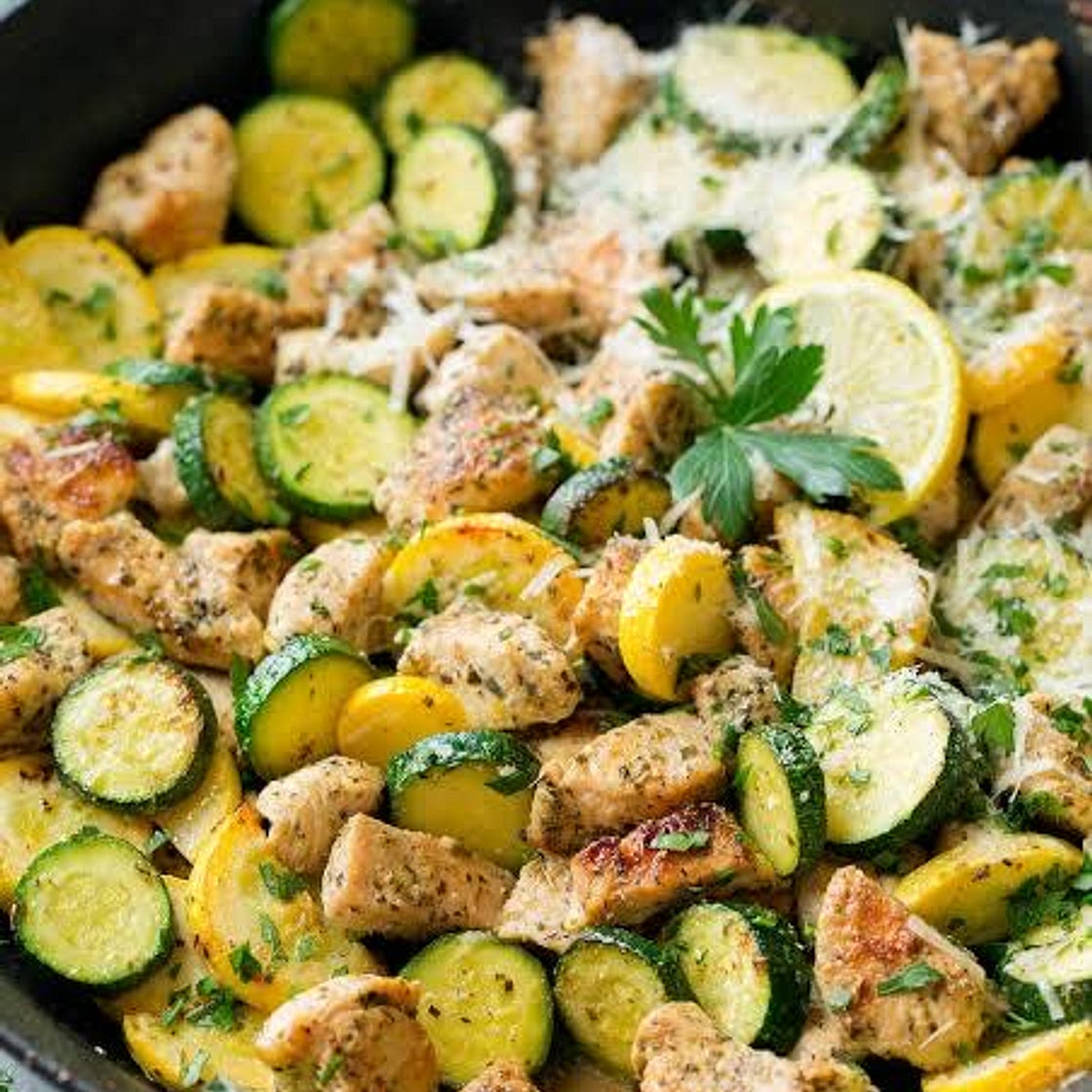Pesto Chicken & Sautee Summer Squash