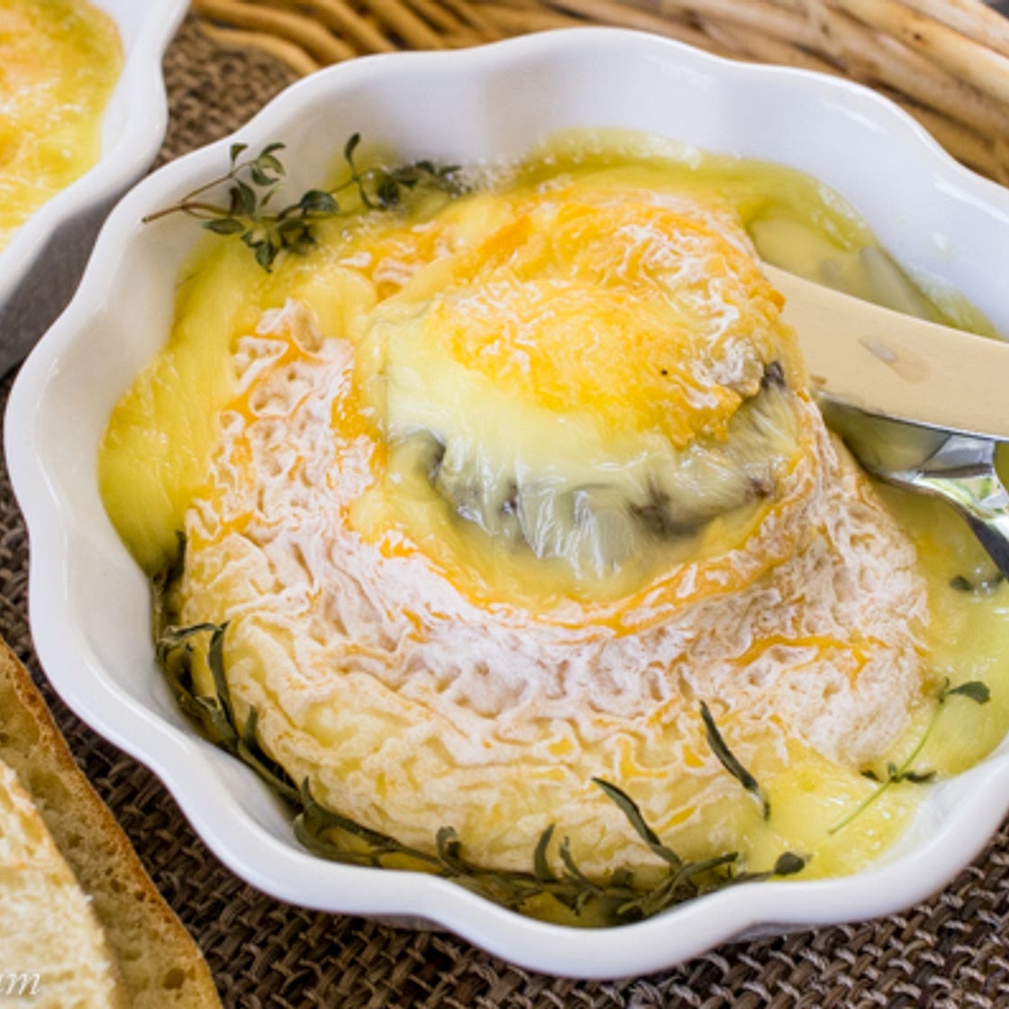 Baked Langres Stuffed with Morels