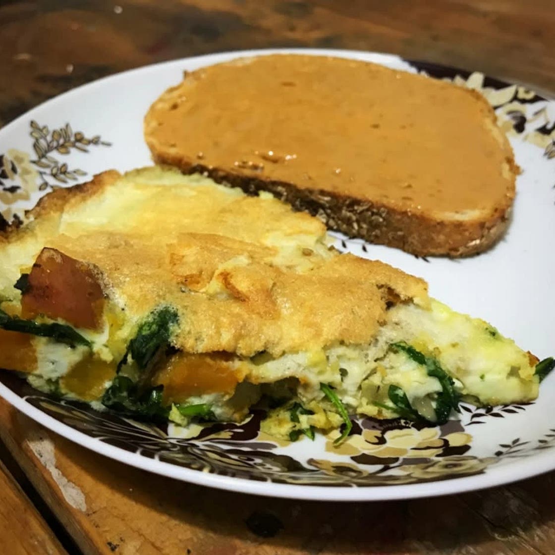 Sweet potato and arugula frittata