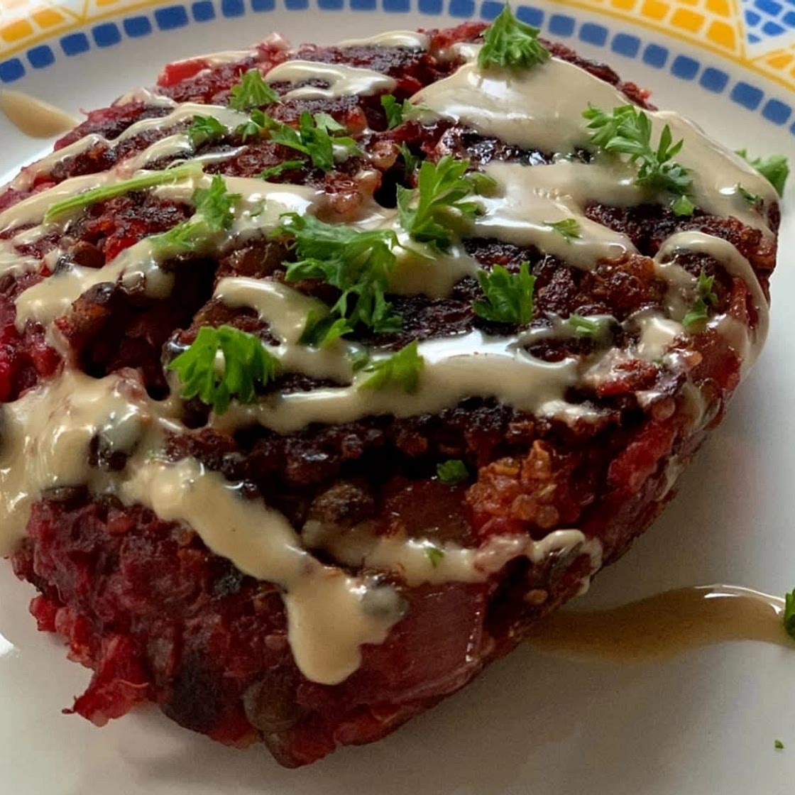 Lentil and beet burger