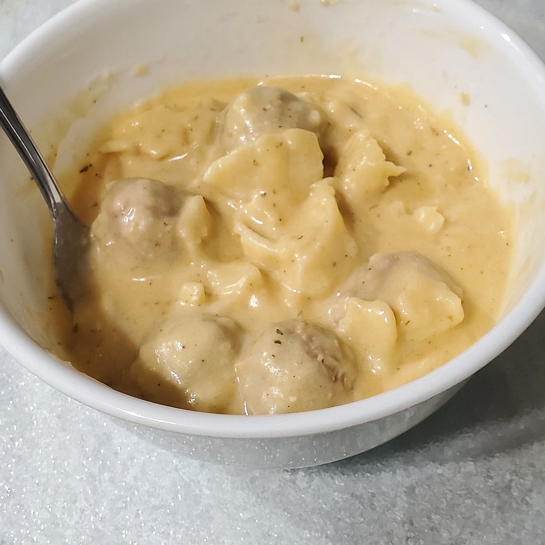 Crockpot Pierogies and Meatballs