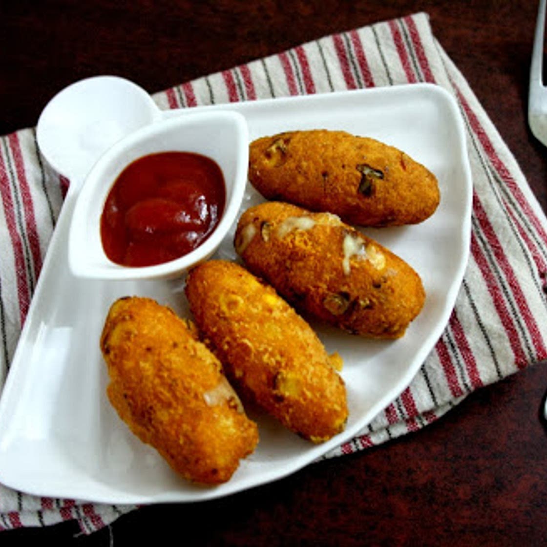 Corn Cheese Croquettes | Cheese stuffed Corn Croquette