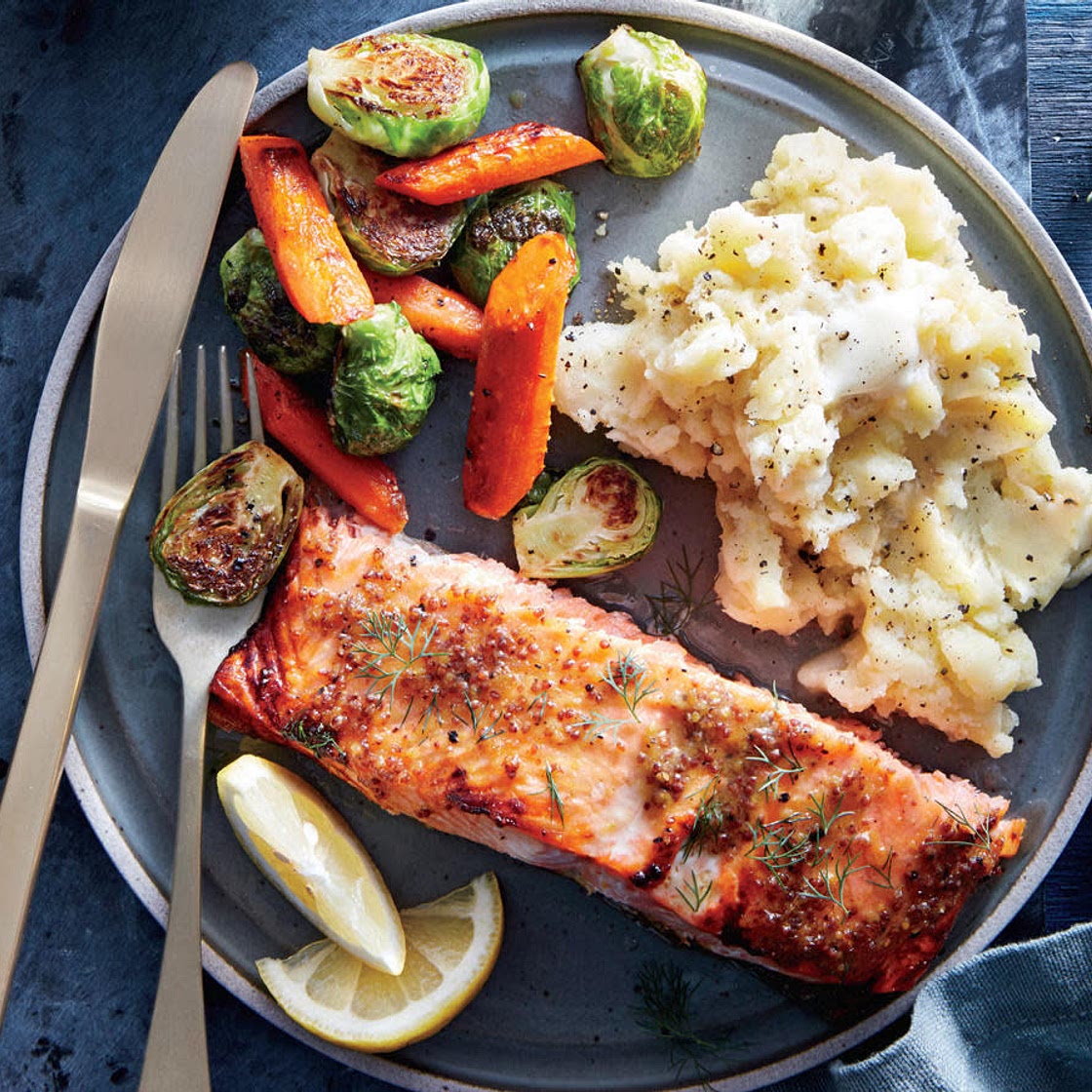 Lemon butter salmon with creamy mashed potato