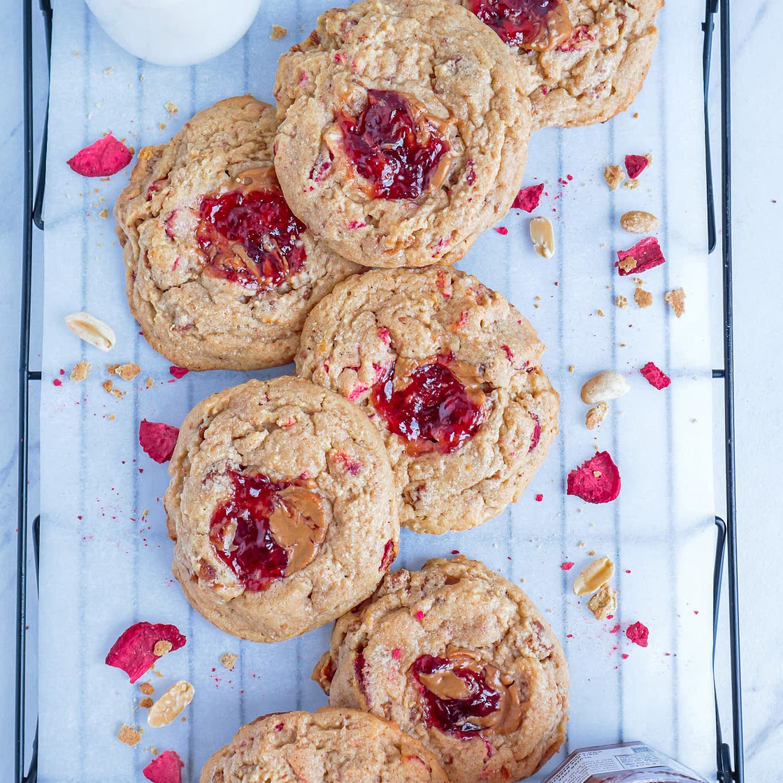 PB& J Graham Crunch Thumbprint Cookies