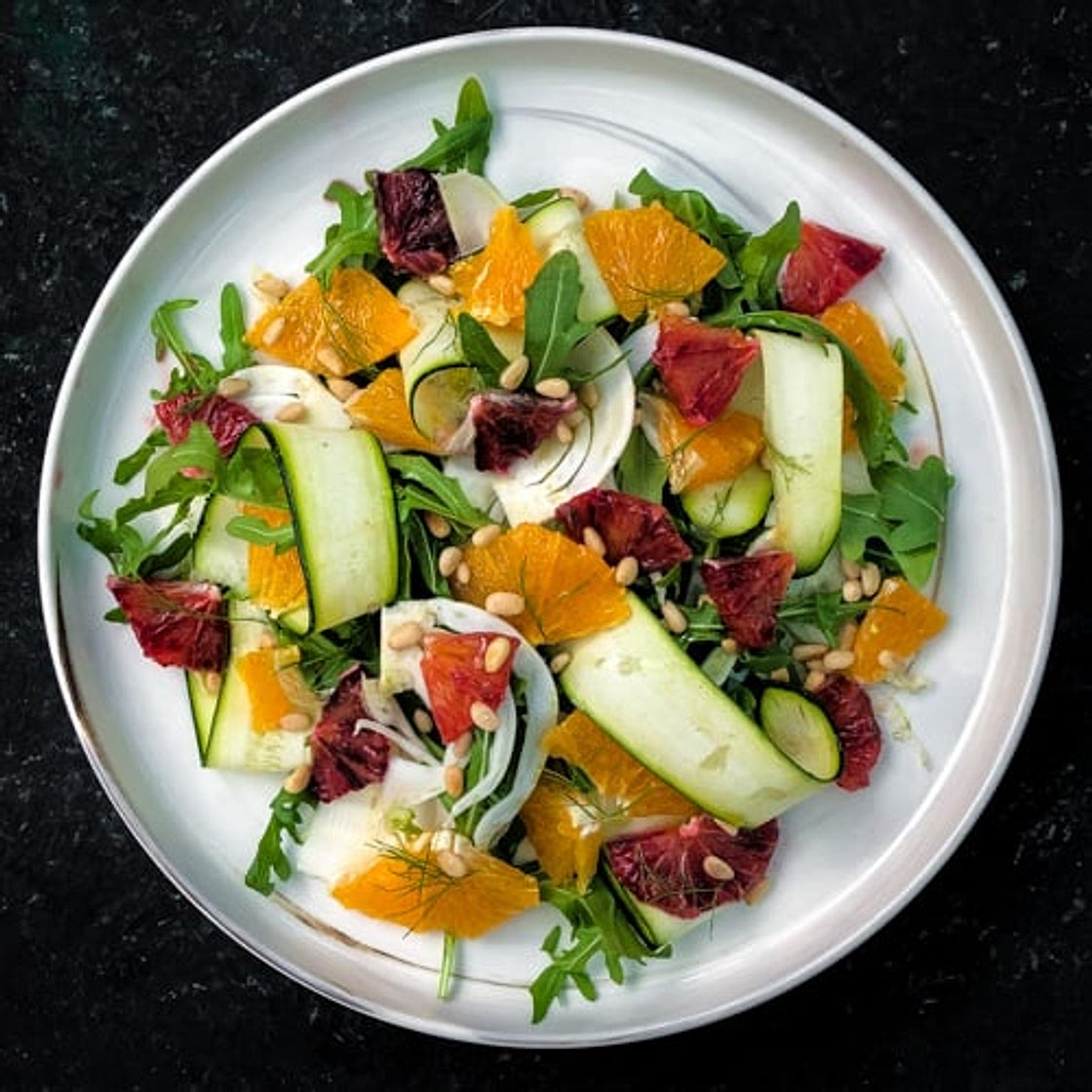 Fennel and Courgette Salad with Toasted Pine Nuts