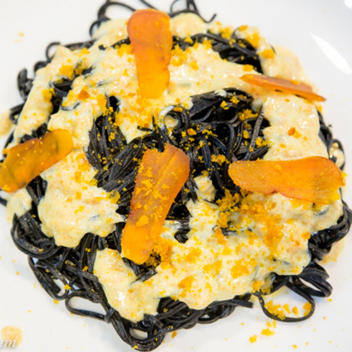Fresh Pasta with Squid Ink and Bottarga Sauce