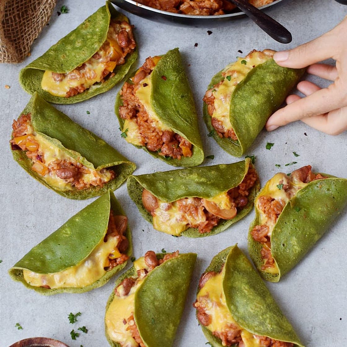 Crispy Oven Baked Spinach Tacos
