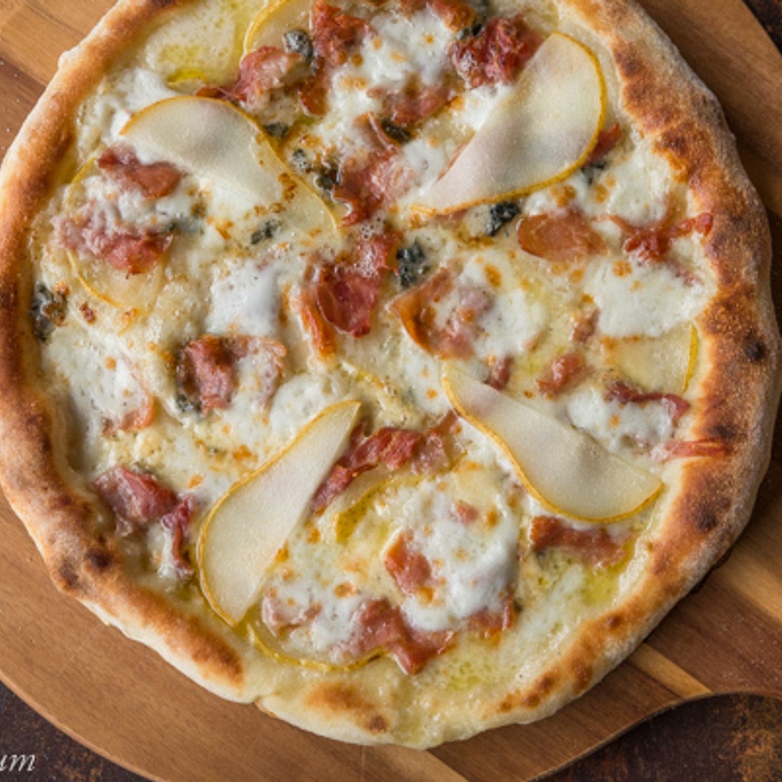 Pizza with Blue Cheese and Pear