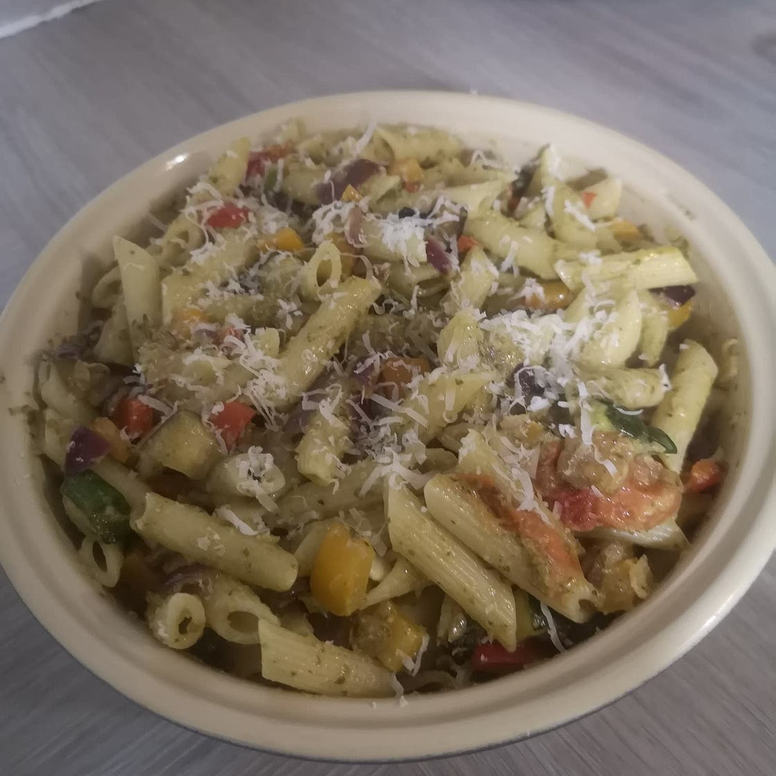 Garlic Roasted Vegetable Pesto Pasta