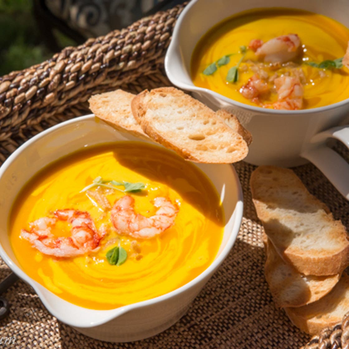 Pumpkin Soup with Shrimp
