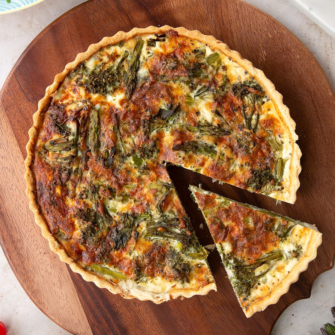 Broccoli and asparagus quiche