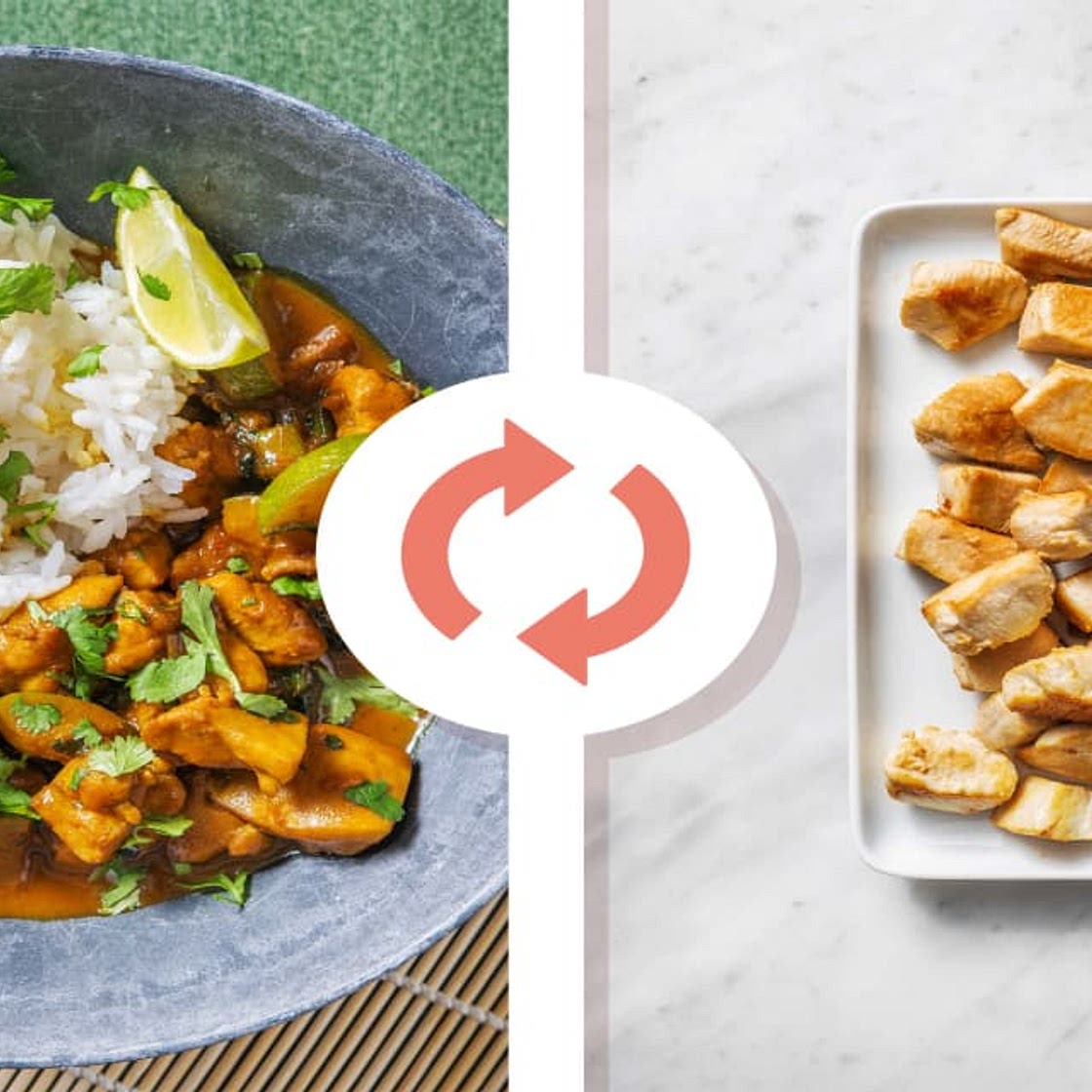 Indonesian Style Coconut Diced Chicken Breast Curry with Courgette and Zesty Rice