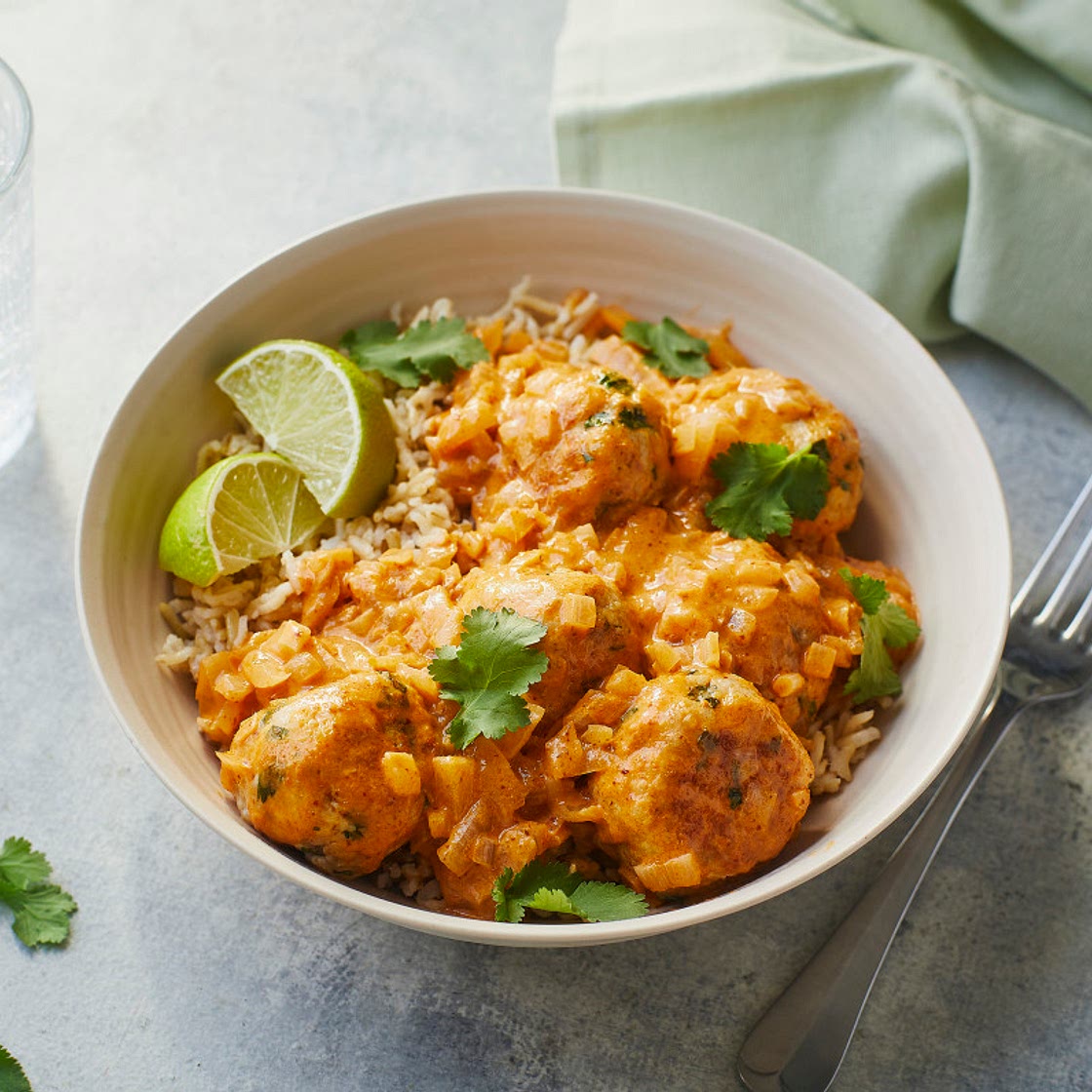 Red Thai Turkey Meatballs with Rice