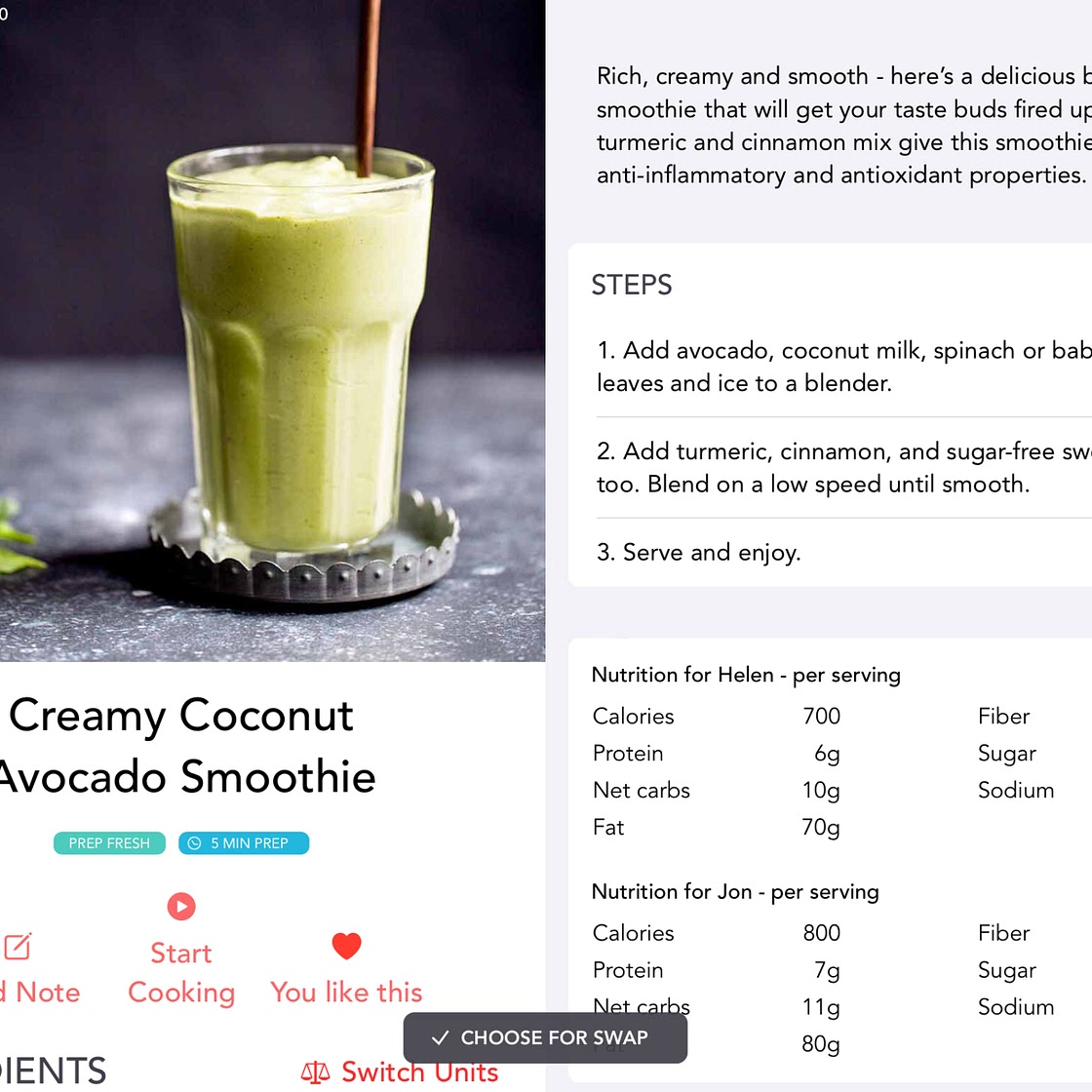 Creamy coconut avocado smoothie 