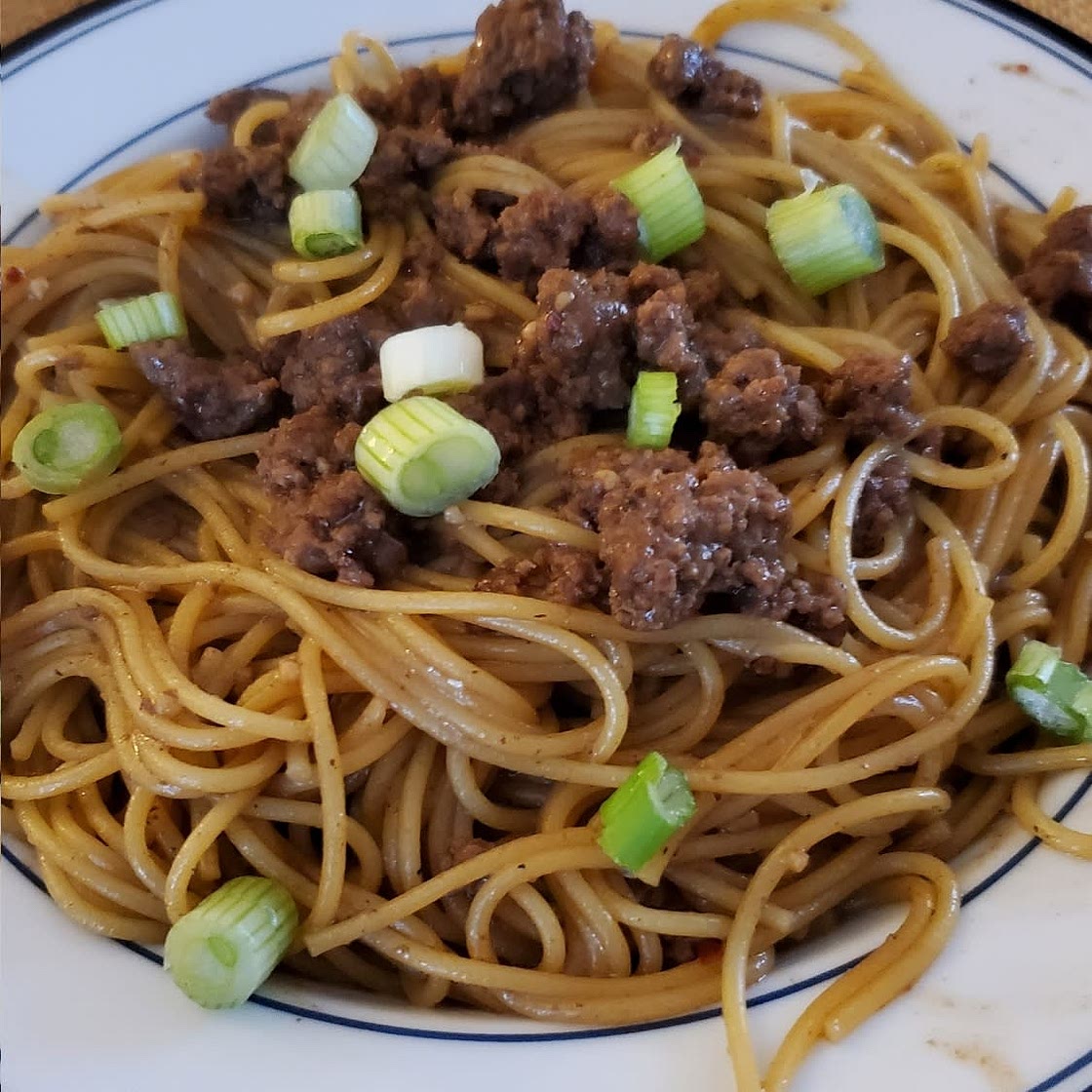 Mongolian Noodles with Ground Beef