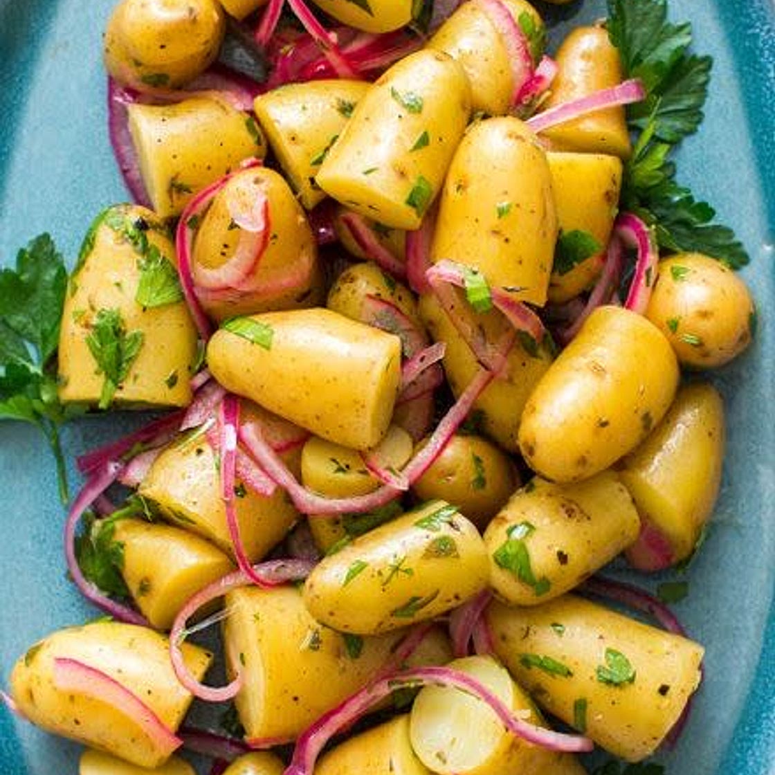 Boiled potatoes with herb vinaigrette
