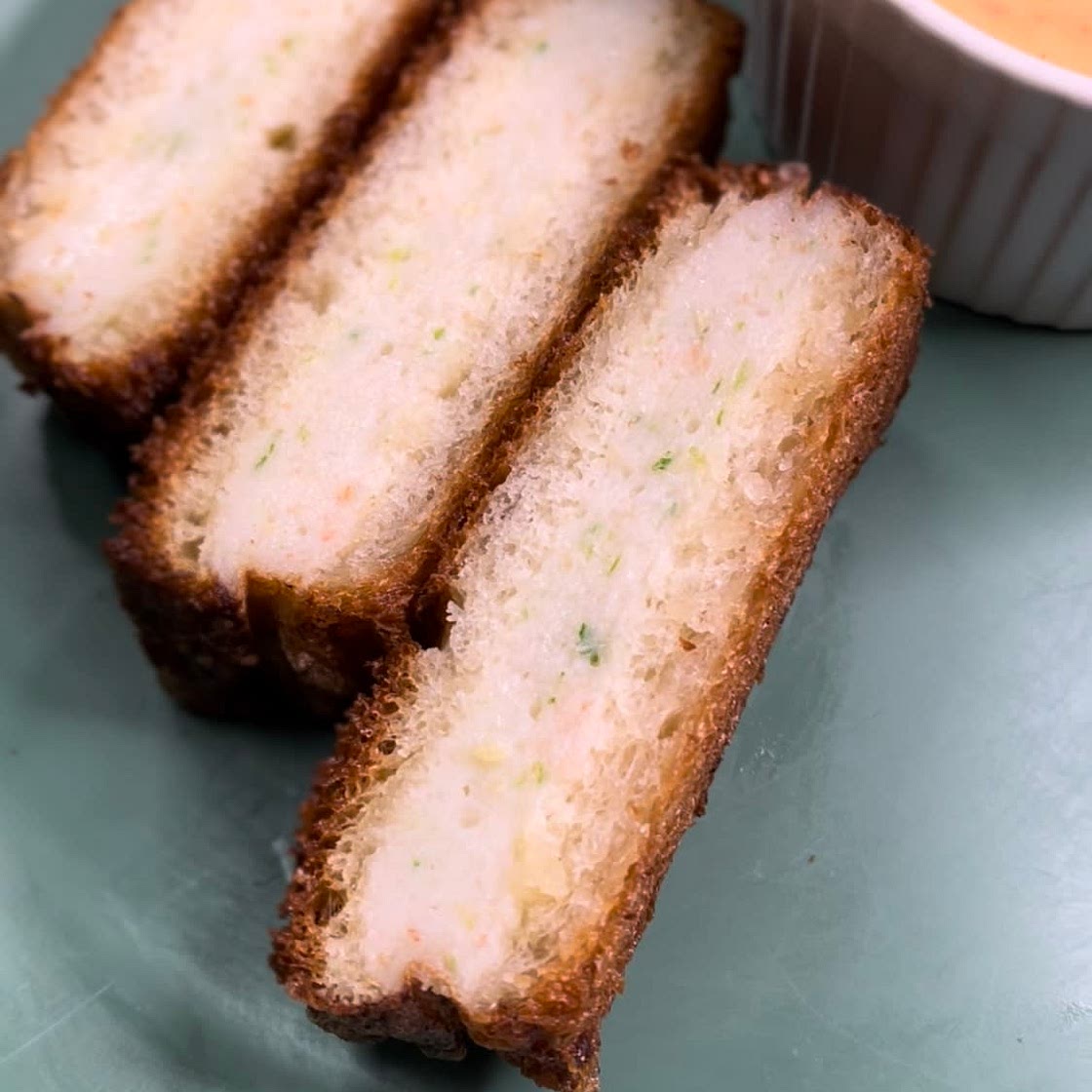 Shrimp toast with spicy mayo 