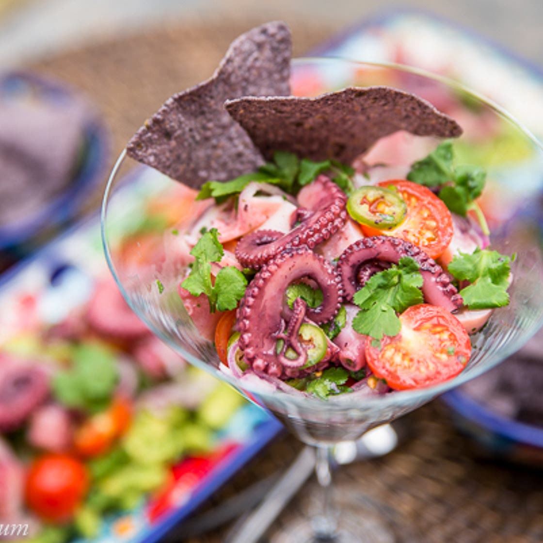 Cucumber Guacamole with Octopus Ceviche