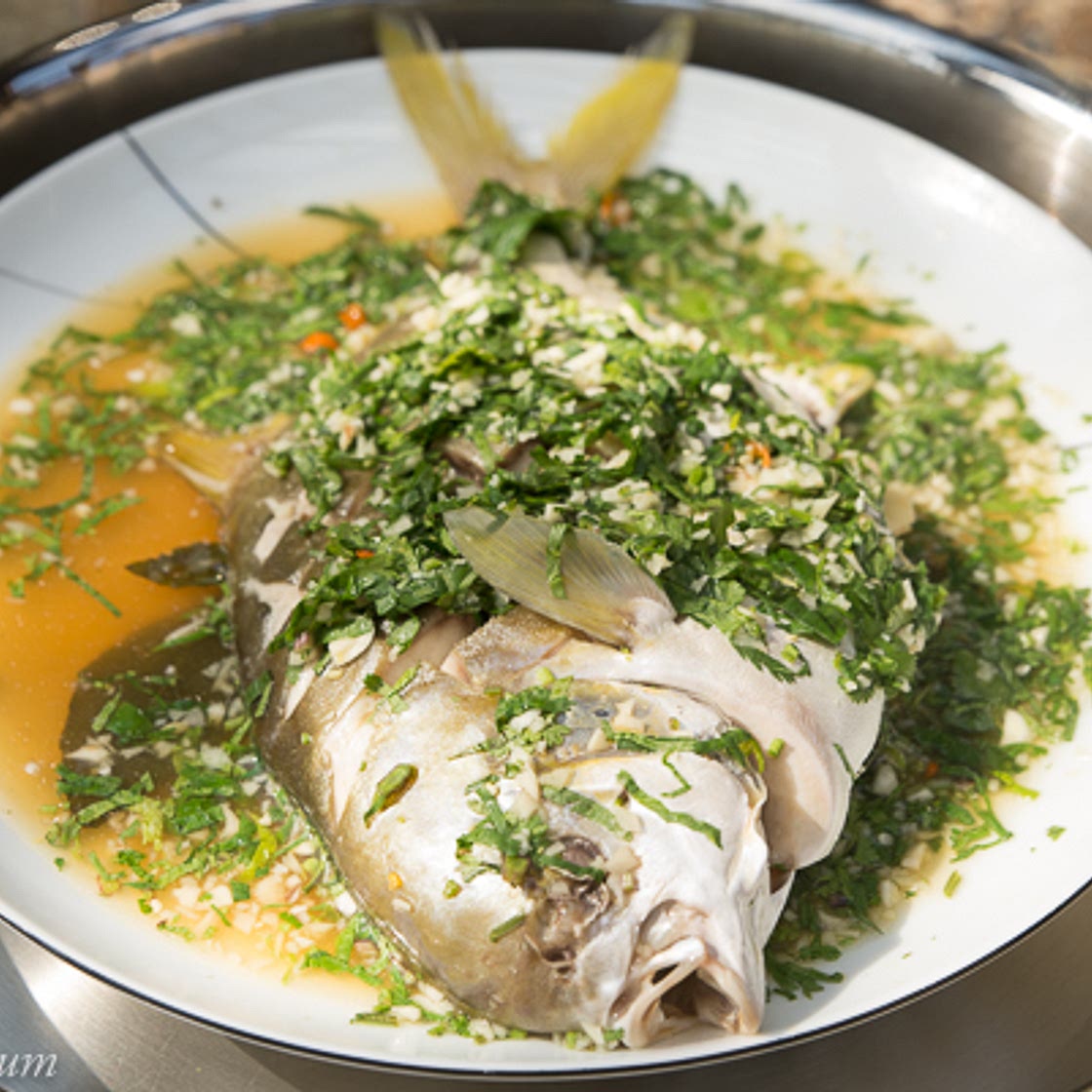 Steamed Pompano with Thai Dressing