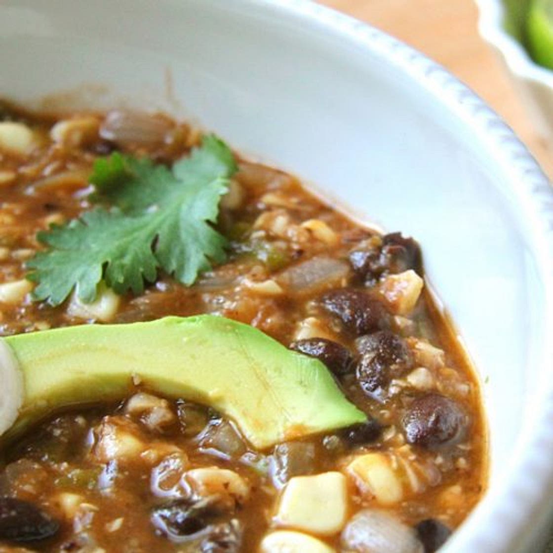 Southwestern Black Bean Soup with Tomatillos and Corn