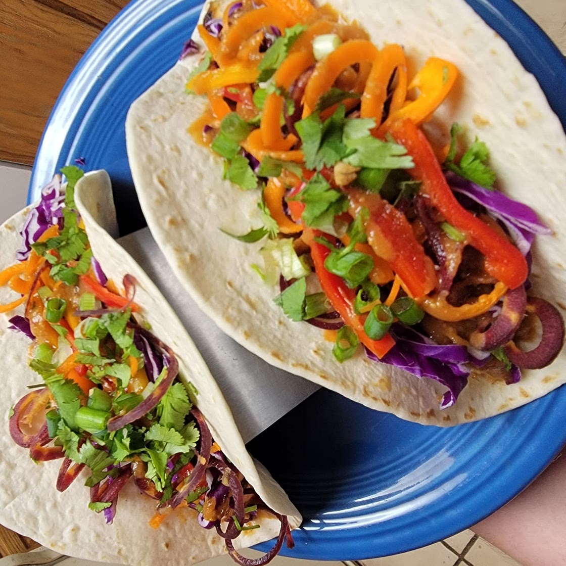 Thai Chicken Tacos with Peanut Sauce