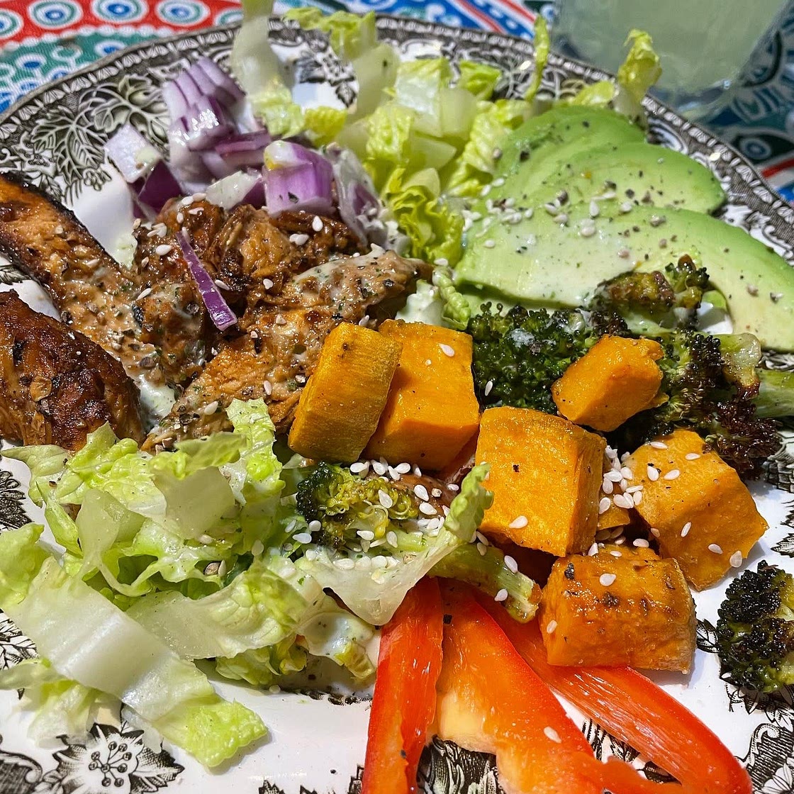 Ginger Chicken Power Bowls with Creamy Lime Dressing