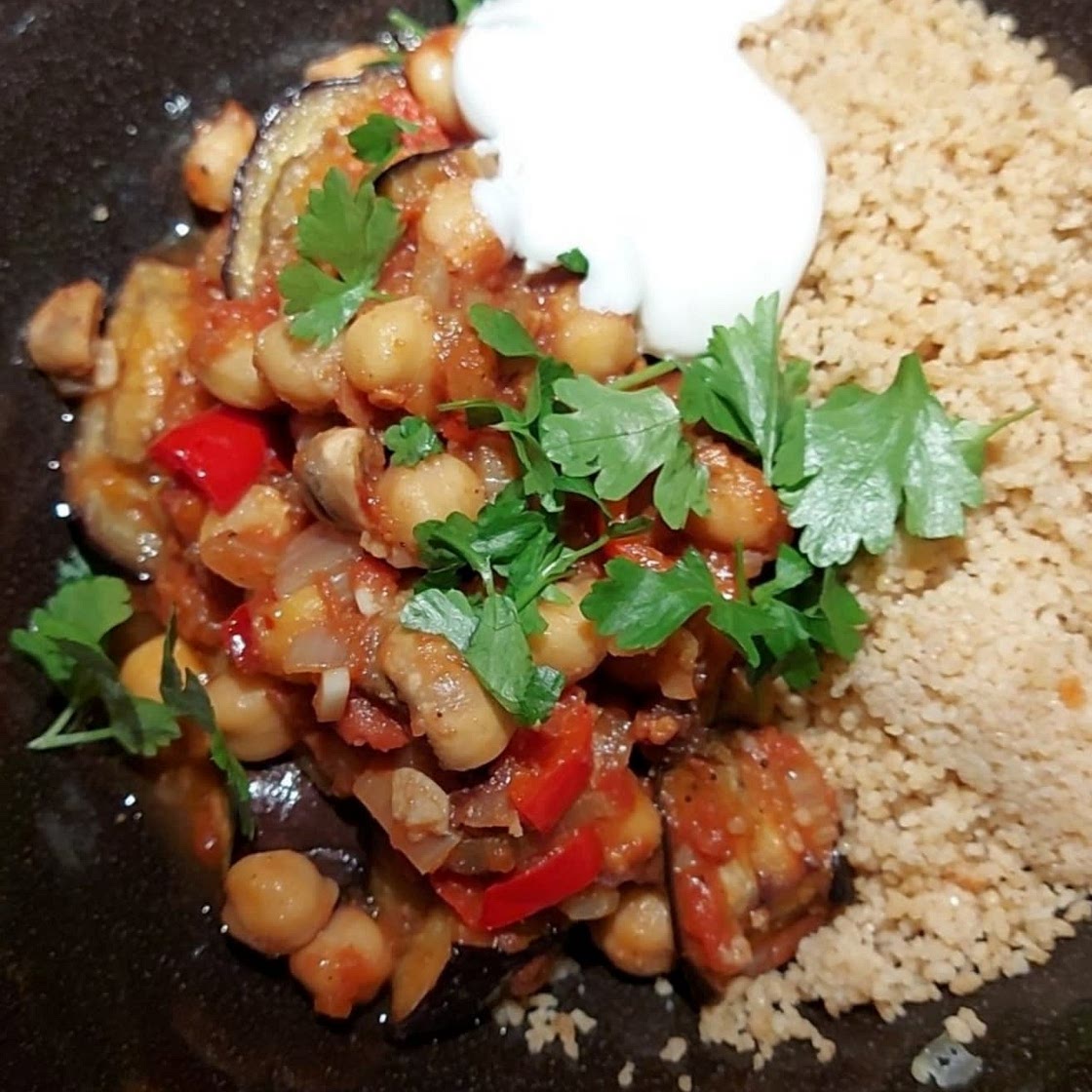 Moroccan Eggplant Chickpea Tagine
