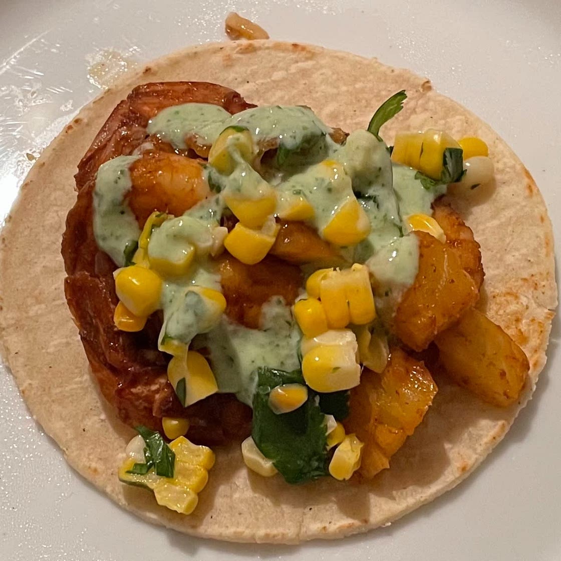 Sheet Pan Hawaiian Pineapple Shrimp Tacos with Creamy Jalapeño Special Sauce