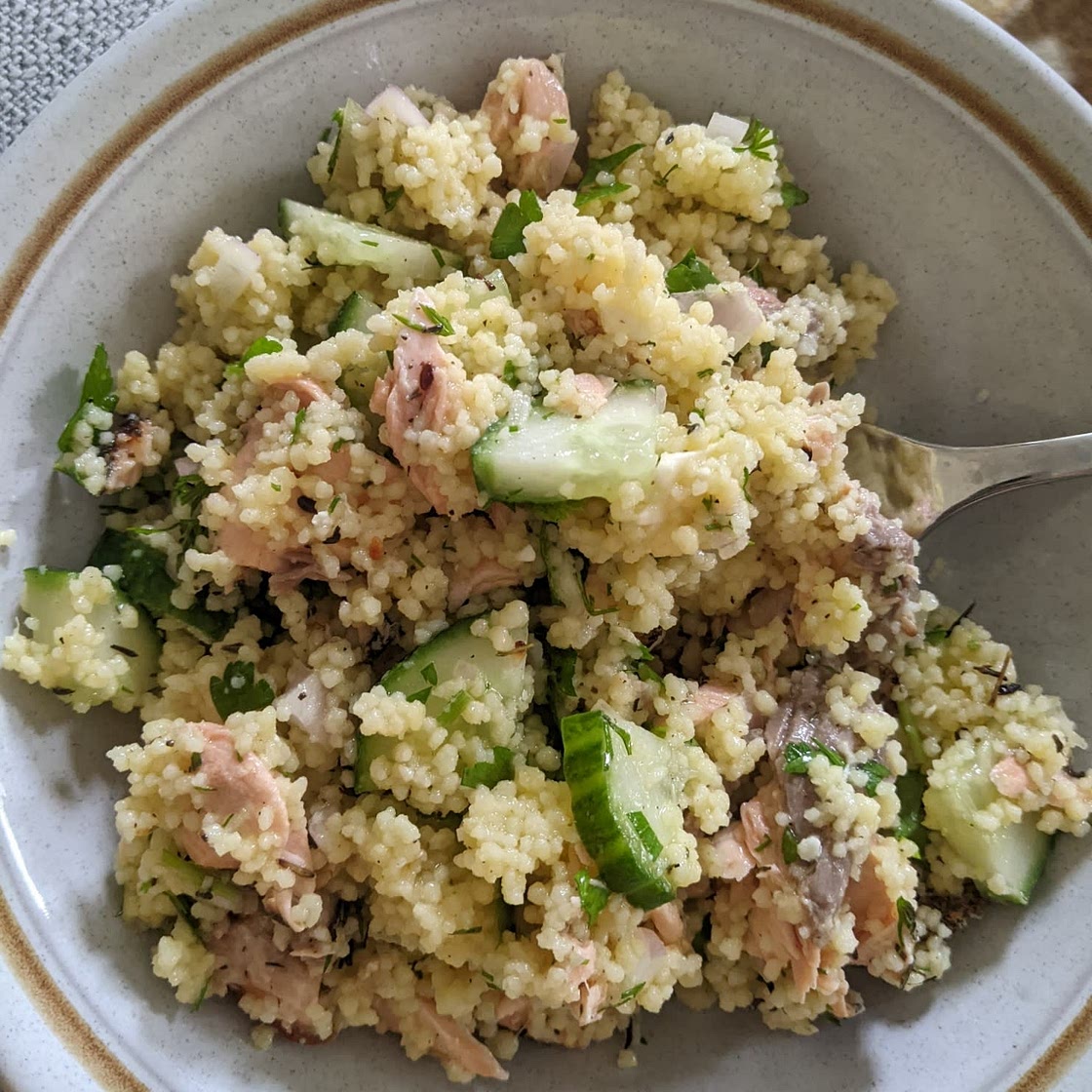 Salmon Couscous Salad with Feta Dressing
