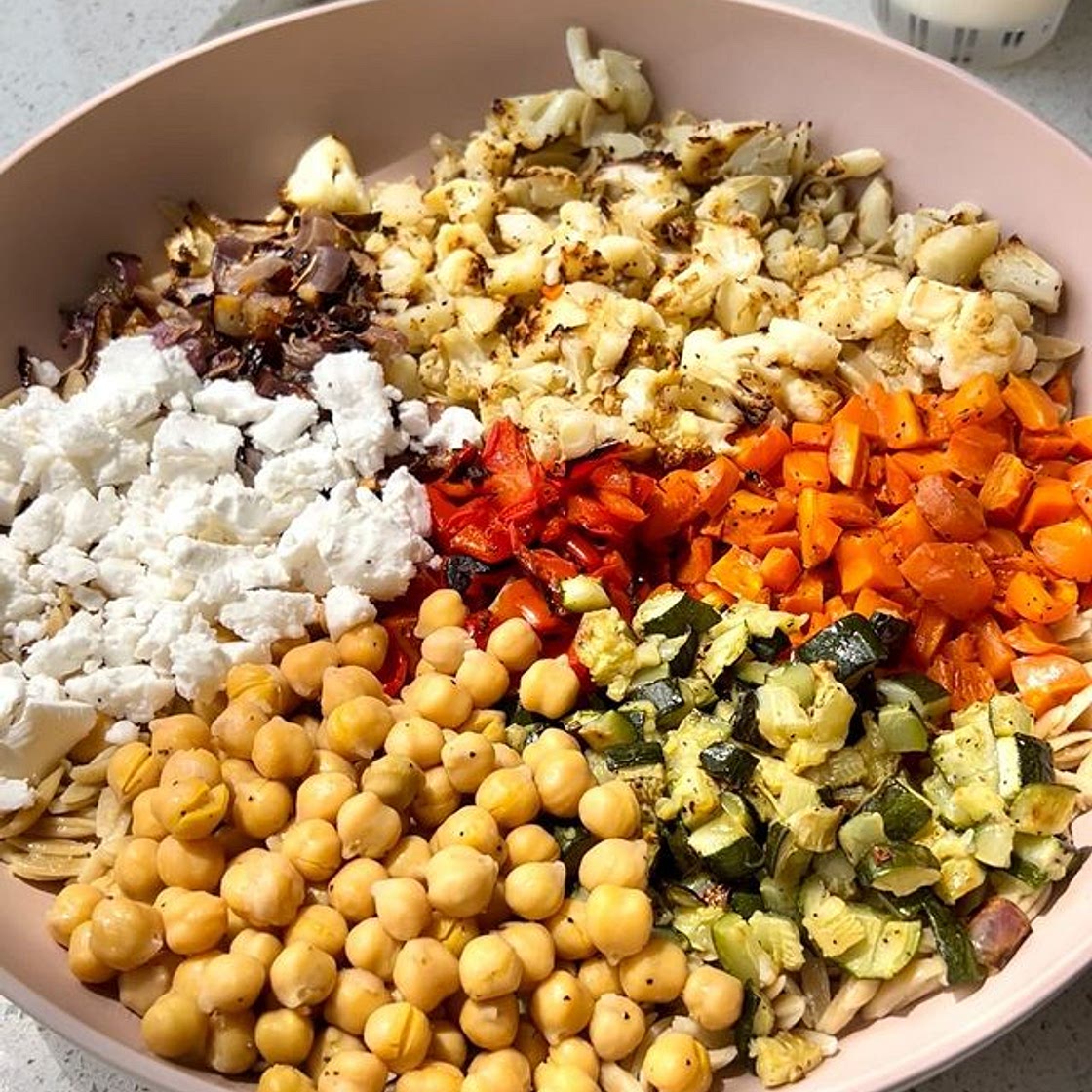 vegan warm orzo salad ✨