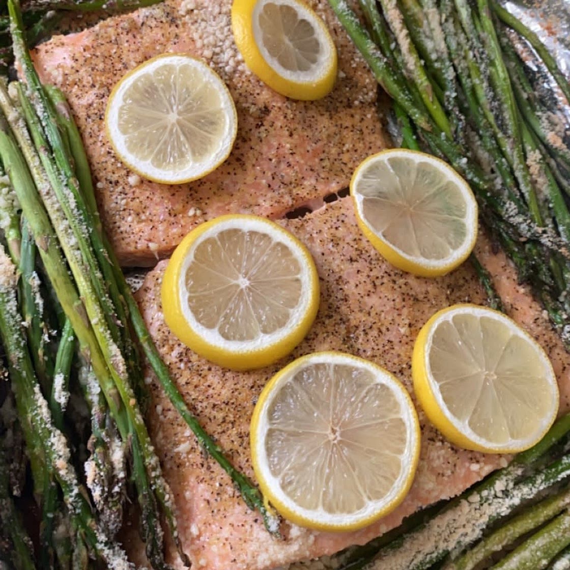 One-Pan Lemon Pepper Salmon with Garlic Parmesan Asparagus