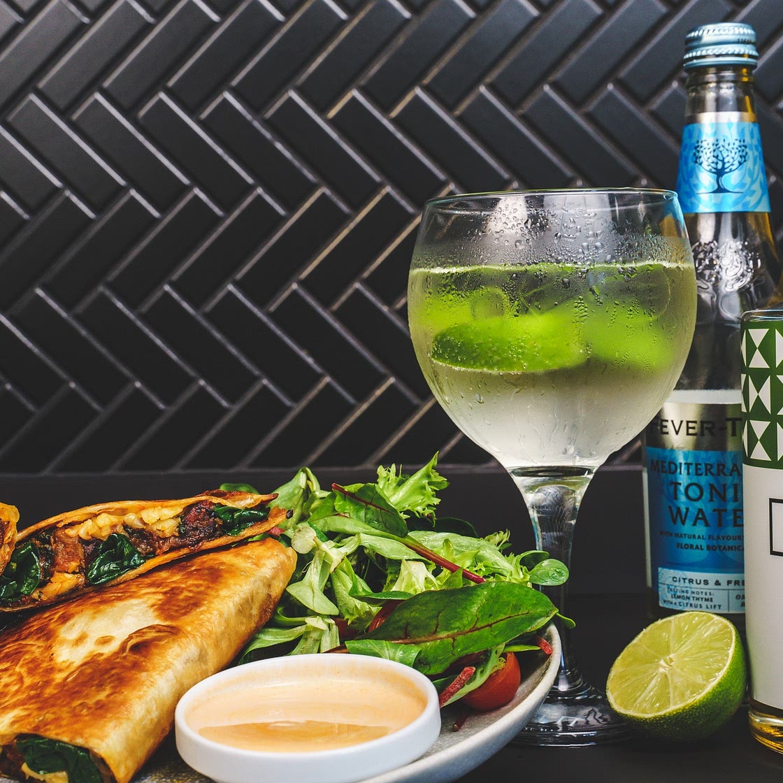 Chorizo, Spinach & Manchego Cheese Quesadillas - with Black Powder Gin by Pureety