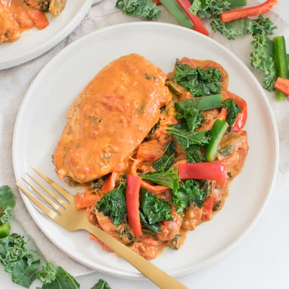 Creamy Cajun Chicken with Bell Pepper & Kale Saute