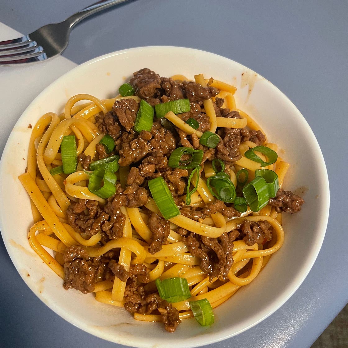 Mongolian Noodles with Ground Beef