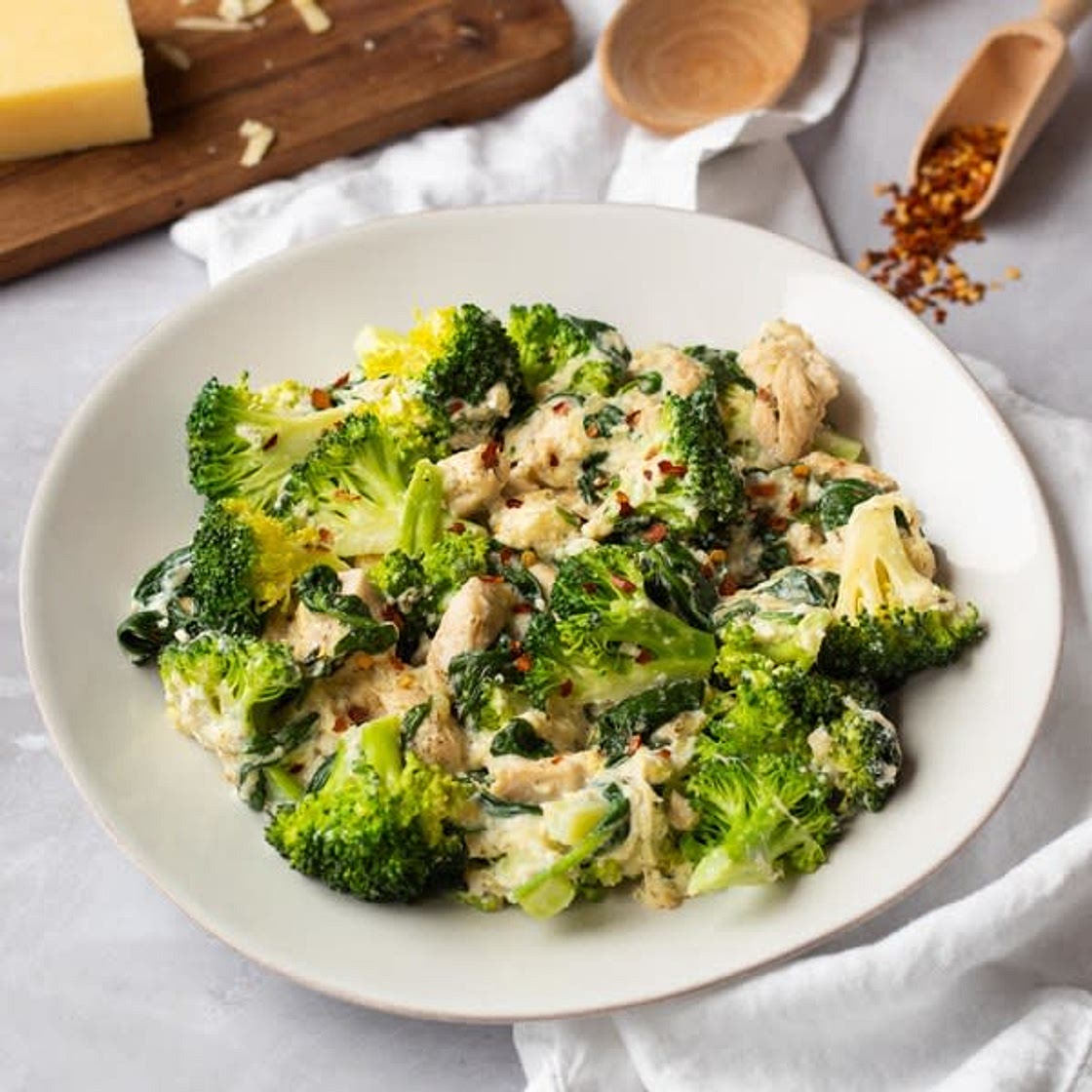 Cheesy Garlic Chicken with Broccoli & Spinach