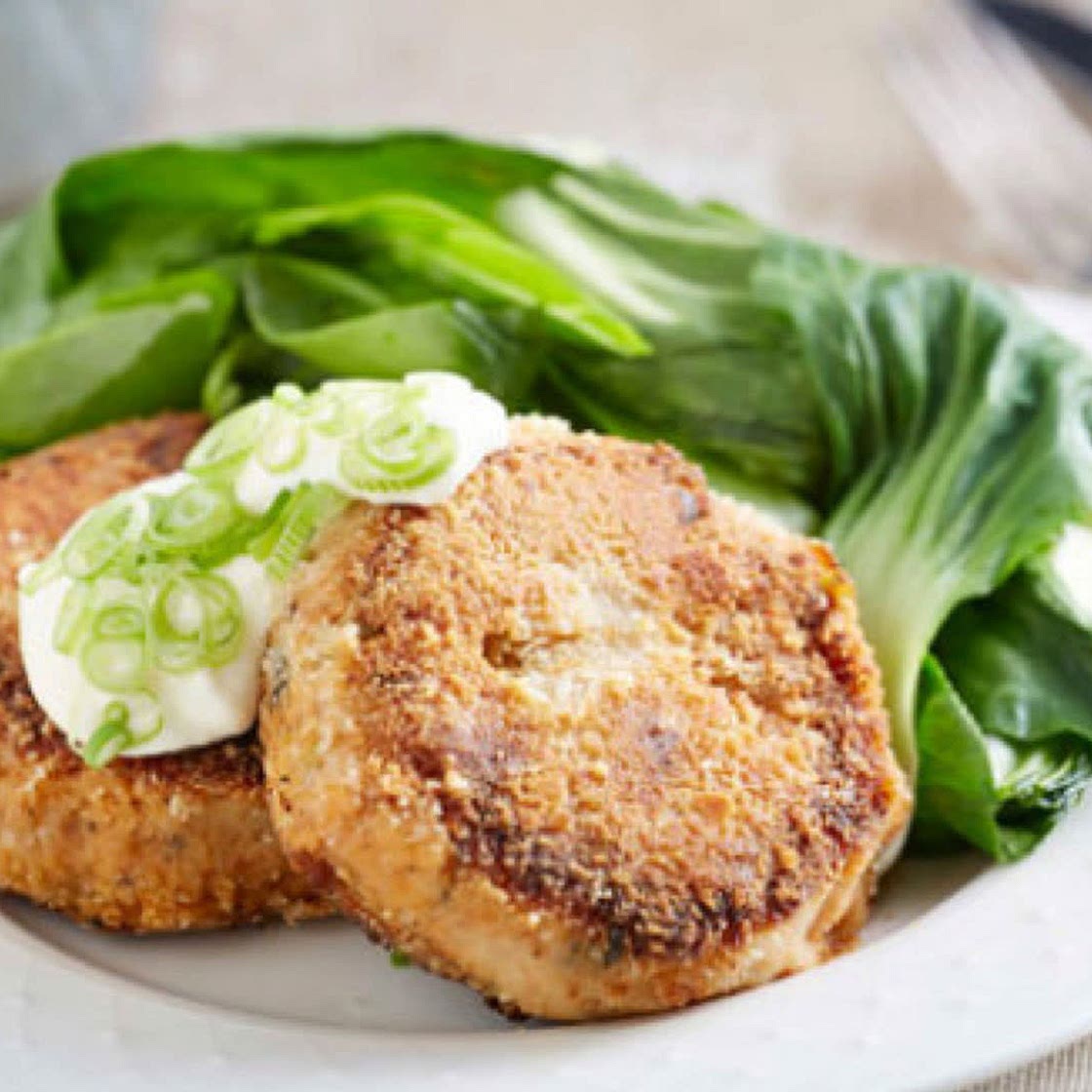 Salmon Patties with Bok Choy