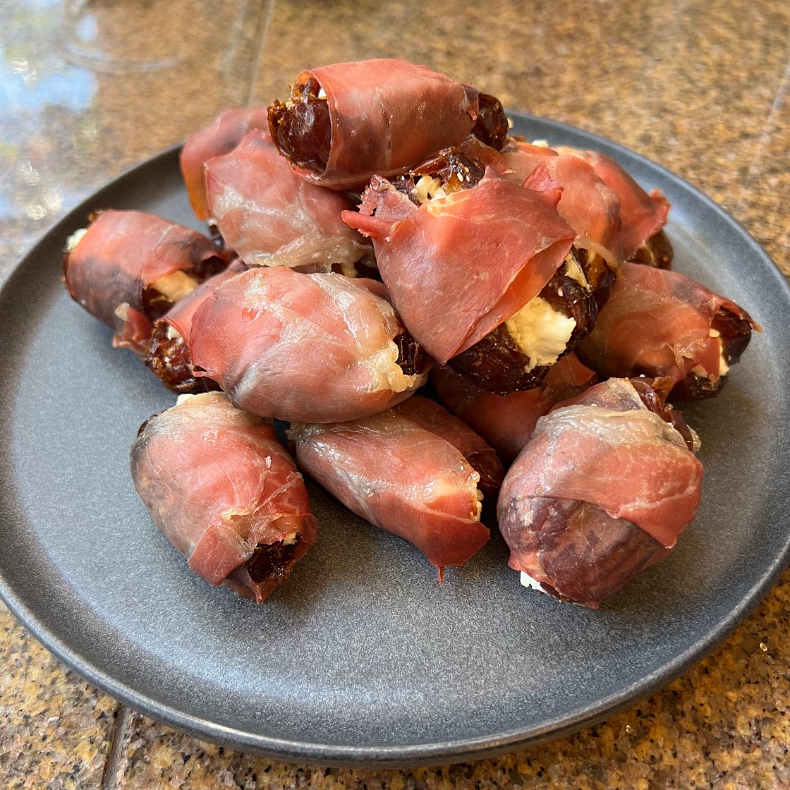 Garlic Stuffed Proscuitto Dates