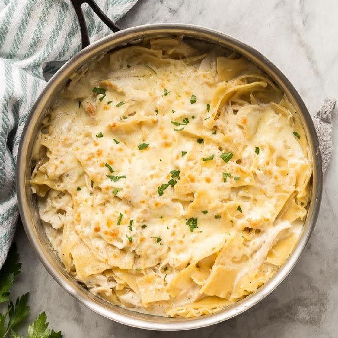 White Chicken Skillet Lasagna