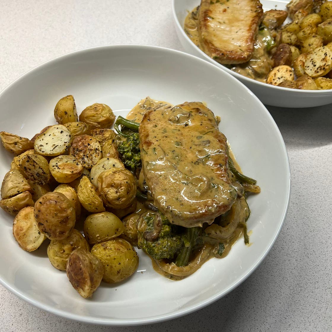 Creamy Pork & Crispy Potatoes