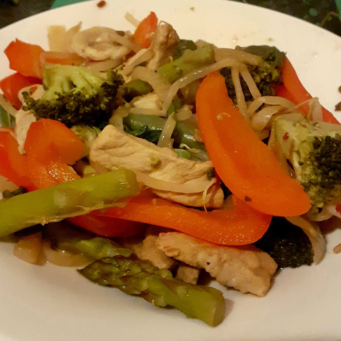 Pork and vegetable stir fry