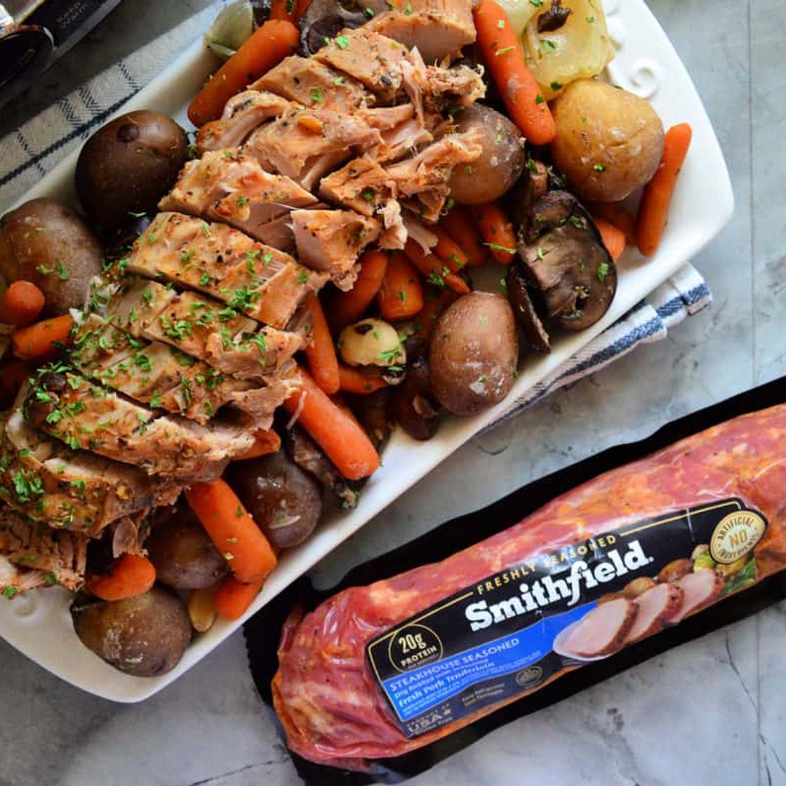 Slow Cooker Steakhouse Pork Tenderloin Dinner