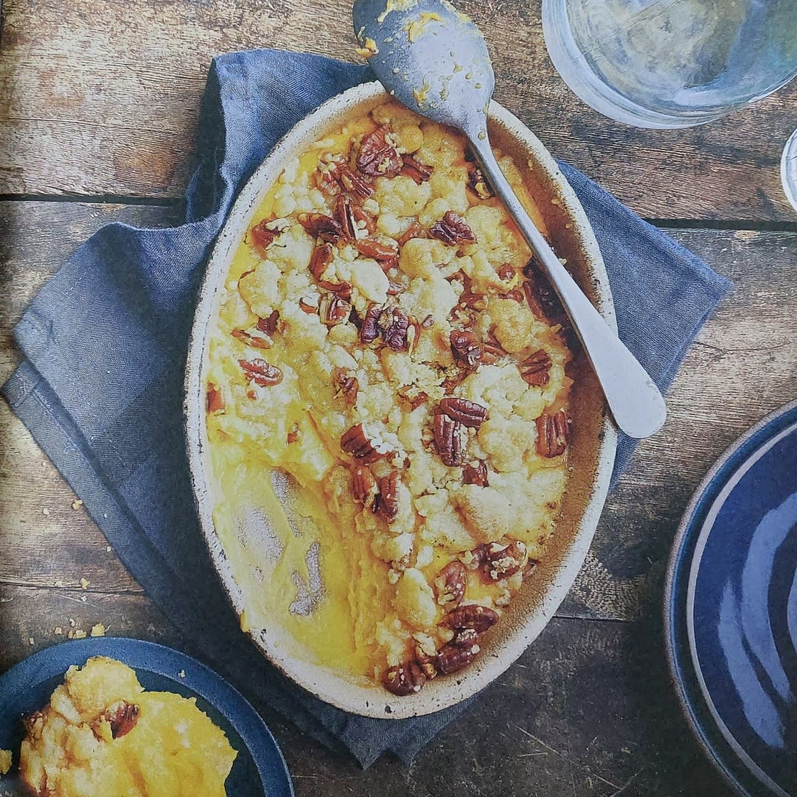 Gratin de patates douces et crumble de noix de pécan