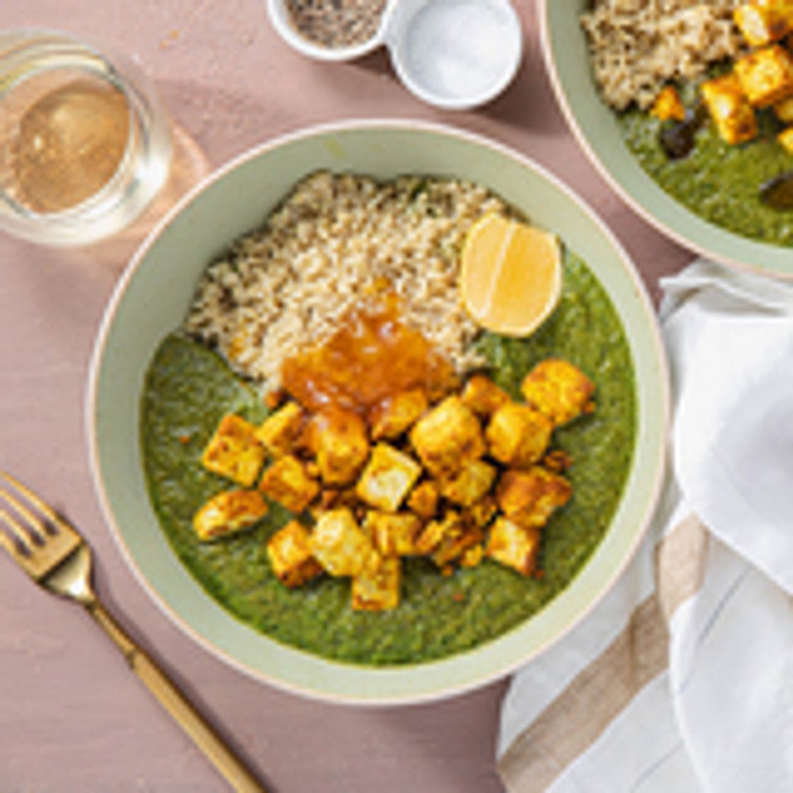 Tofu Palak Paneer with Quinoa & Mango Chutney