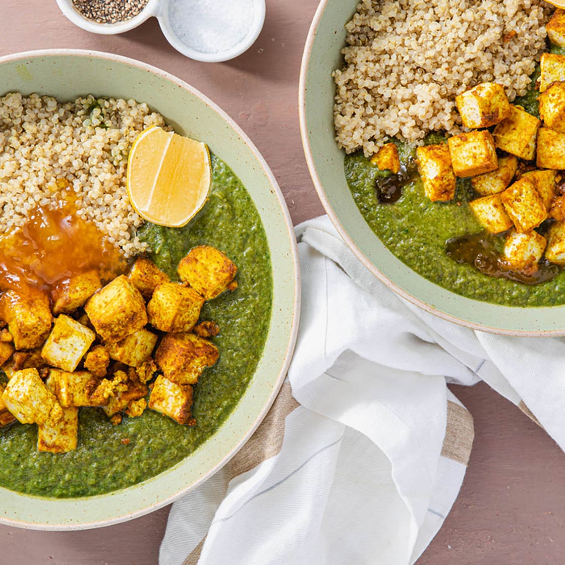 Tofu Palak Paneer with Quinoa & Mango Chutney