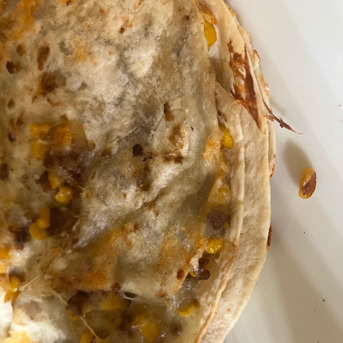 Chilli corn & spring onion quesadilla