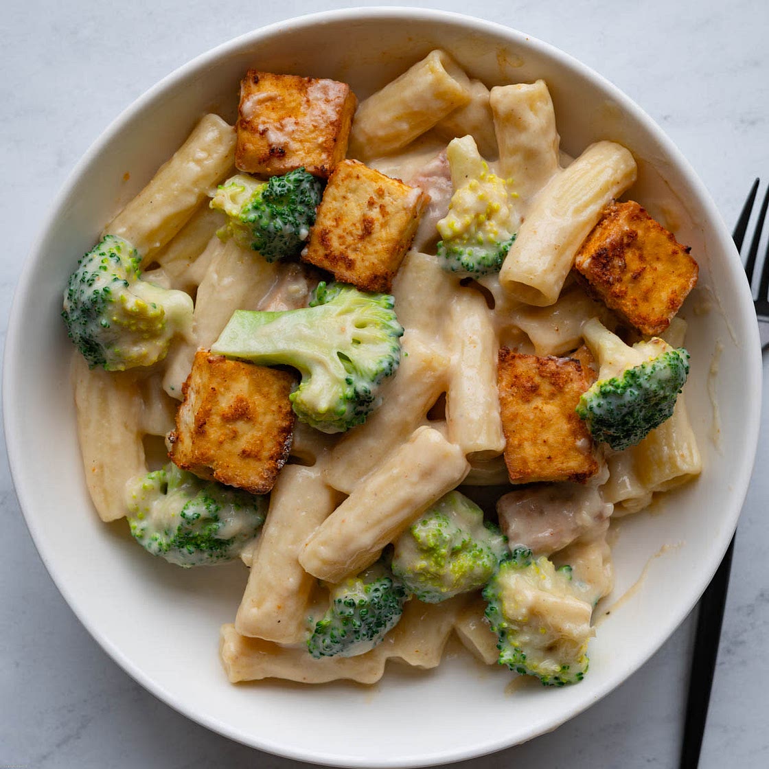 Creamy Vegan Pasta with Air Fryer Tofu